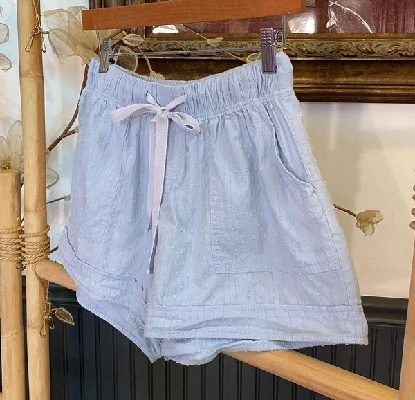 Bishop + Young Baby Blue Textured Boxer Style Pull On Shorts - Sz M 💕🎀 - Image 3