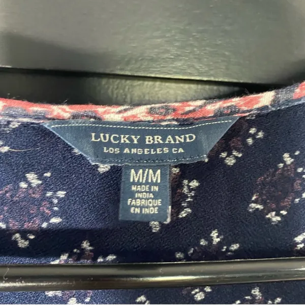 🛟🛟🛟BOGOHO 🛟🛟🛟Lucky Brand Multi-Media Floral Navy and Pink Blouse-Medium - Image 3