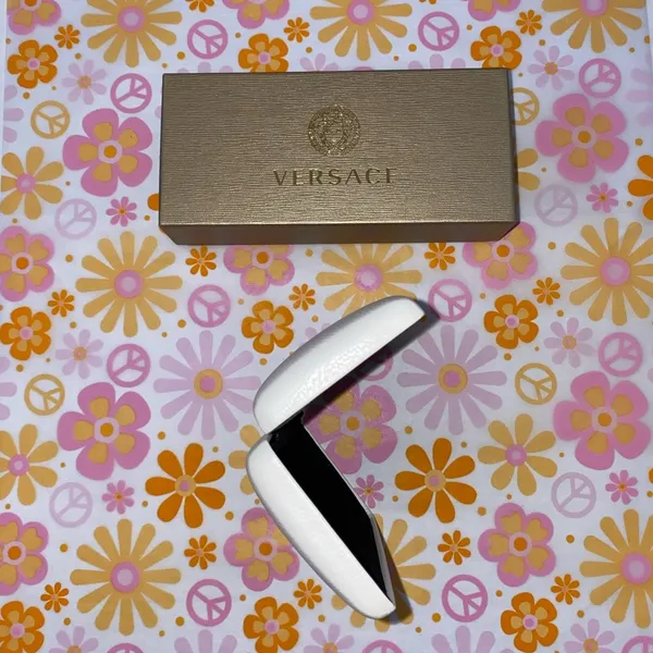 Versace Hard Eyeglass Case, Off-White + Gold Branded Box - Image 4