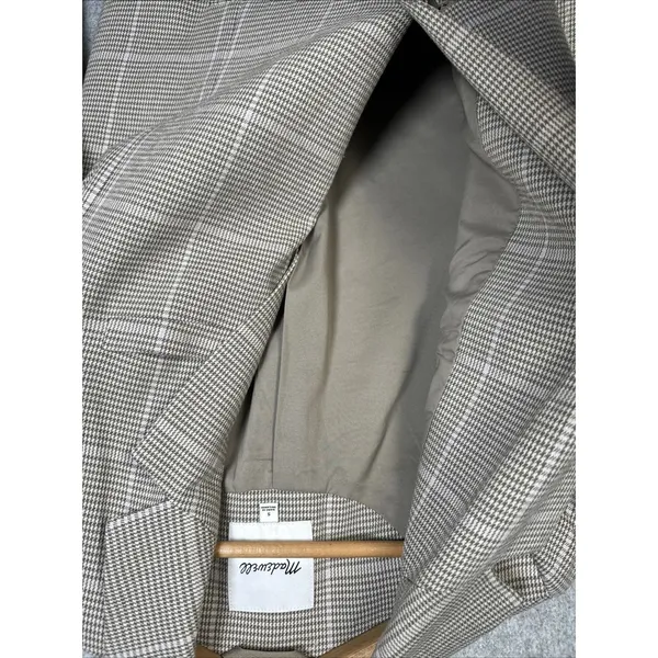 Madewell Womens Small Plaid Double Breasted Blazer Jacket Beige Neutral Academia - Image 12