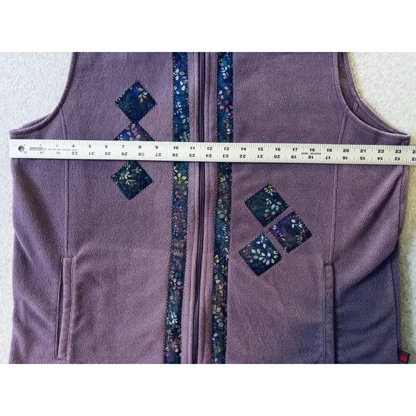 Woolrich Fleece Full‎ Zip Vest Purple Floral Patch Granny Cottagecore Women's XL - Image 8