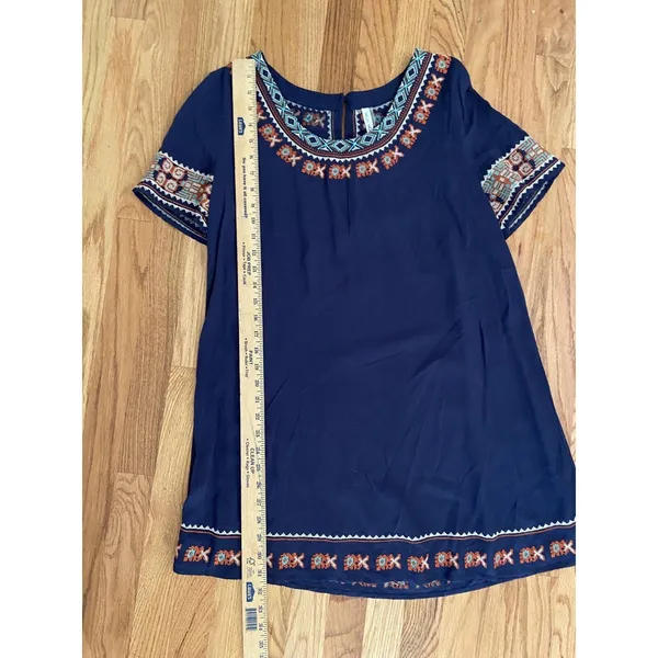 Anthropologie‎ Mur Mur Embroidered Short Sleeve baby doll Medium Navy NWT - Image 6