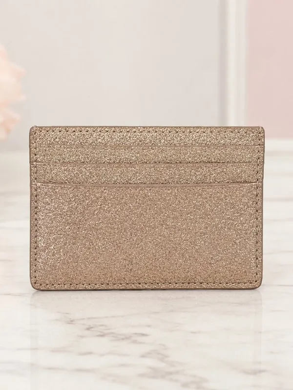 Kate Spade New York Gold Glitter Slim Card Holder Wallet NWT - Image 4