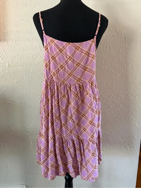 🩷 Rewind Plaid Tiered Tank Dress 🧡 ~ Juniors Large - Image 4