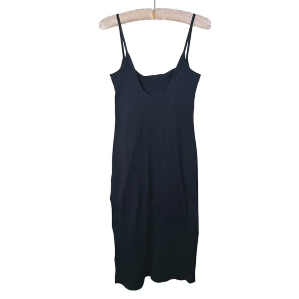 Abercrombie & Fitch Sleeveless Ribbed Side Slit Midi Dress Size S Tall Black LBD - Image 3
