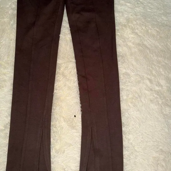 Anine Bing Max Chocolate Brown Pants Slit Hem Trousers Size 34 11 1/2" - Image 4
