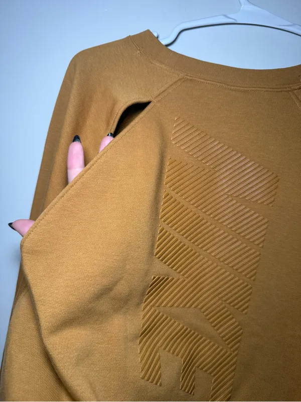 Nike Dri-FIT Open Back Cropped Sweatshirt Women M Brown Gold - Image 8