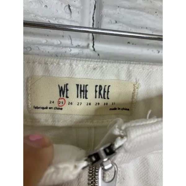 We The Free Denim Skirt Womens 25 White‎ Excellent Distressed Zip Front Mini - Image 3