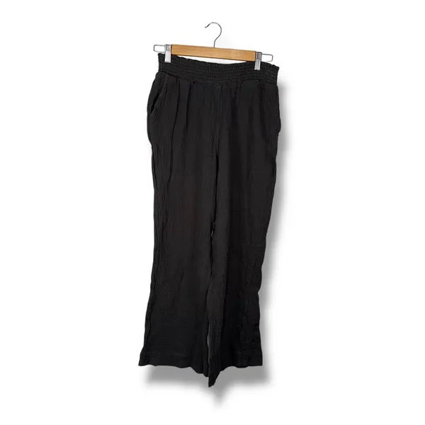 Faherty Women's‎ Gauze Smocked Waist Wide Leg Crop Pants Gray Size S - Image 2