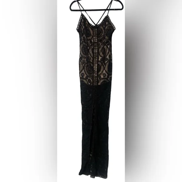 L'ATISTE Black Maxi Dress with Lace Design NWOT - Image 4
