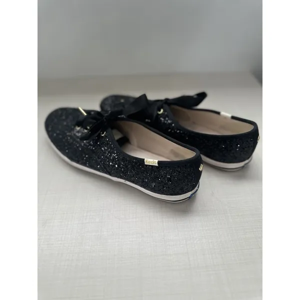Keds x kate spade new york Black Glitter Ribbon Lace-Up Low Top Sneaker 7.5 - Image 4