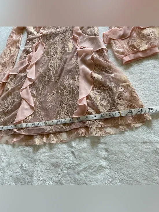 For Love & Lemons Bumble Pink Ruffle Lace Mini Dress size S - Image 10