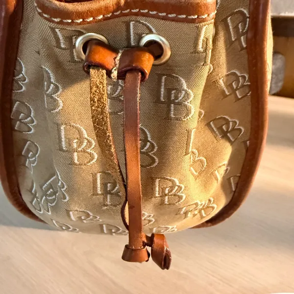 Dooney & Bourke DB Signature Tan Weekender Canvas Tote with Leather Trim - Image 7