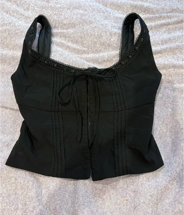 Parthea Black Corset Tank Top Size M - Image 2