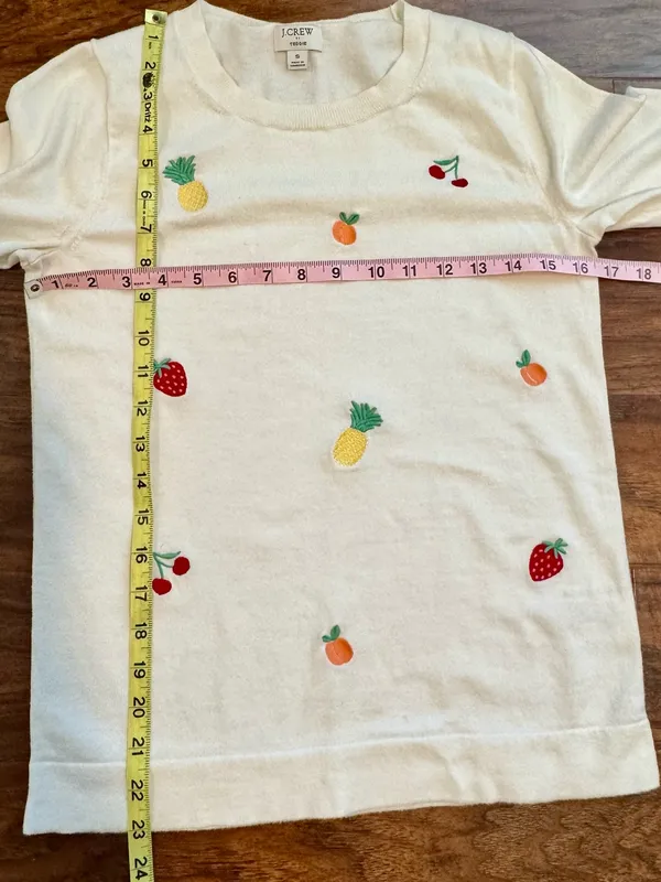 J. Crew Embroidered Fruit Teddie Sweater Size S - Image 7