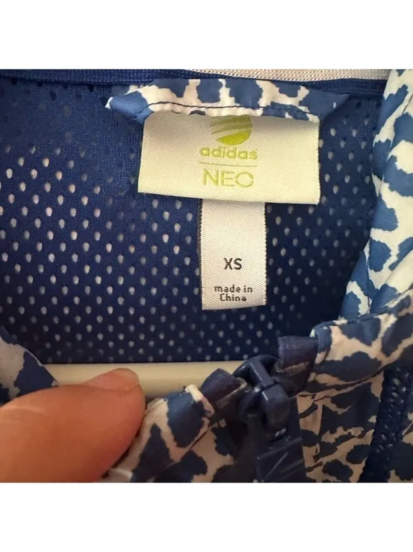 Adidas NEO Blue White Animal Print Wind Breaker Zipper Jacket - Image 8