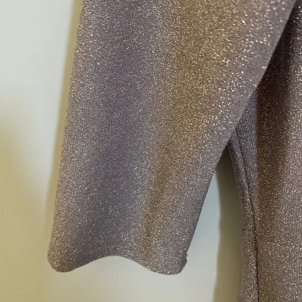 Draped Sparkly Midi Dress Size Medium Glitter Metallic Pink Party‎ Wedding Glam - Image 5