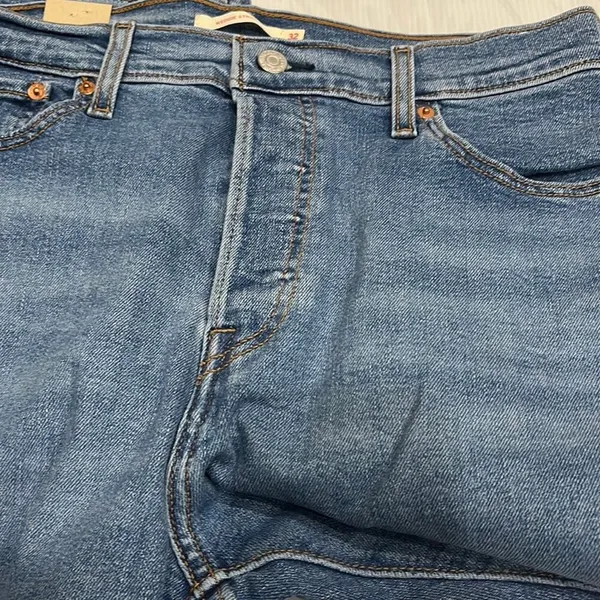 Levi's Wedgie Straight Stretch Denim Jeans 32 x 28 High Rise Cropped Distressed - Image 5