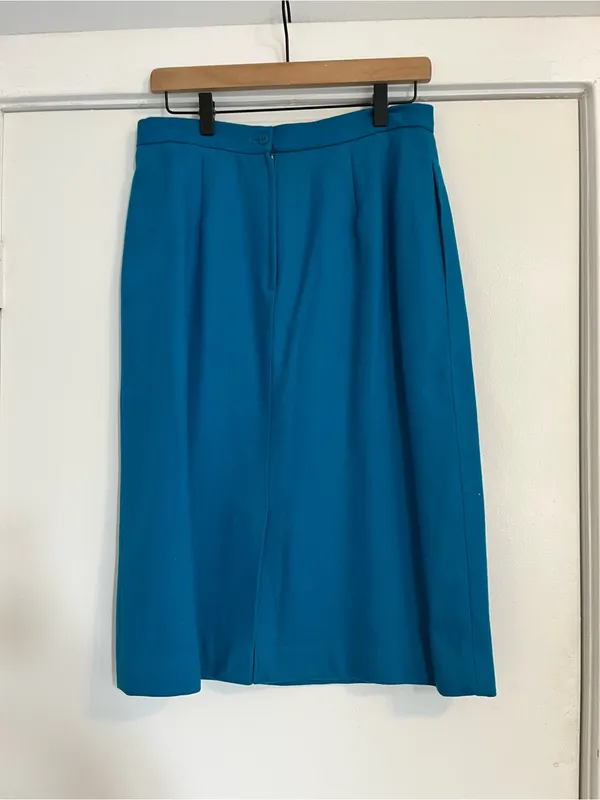 Vintage Oleg Cassini Teal blue Jacket and Skirt Suit women’s size 14 office - Image 10