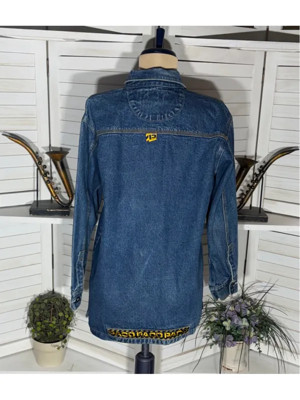 Paco vintage 90s Y2K blue denim jacket shacket grunge rocker biker streetwear M - Image 2