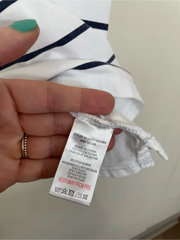 Life Is Good Sleep Tee Shirt Size M White Blue Stripe Short Sleeve Cotton Rayon - Image 3