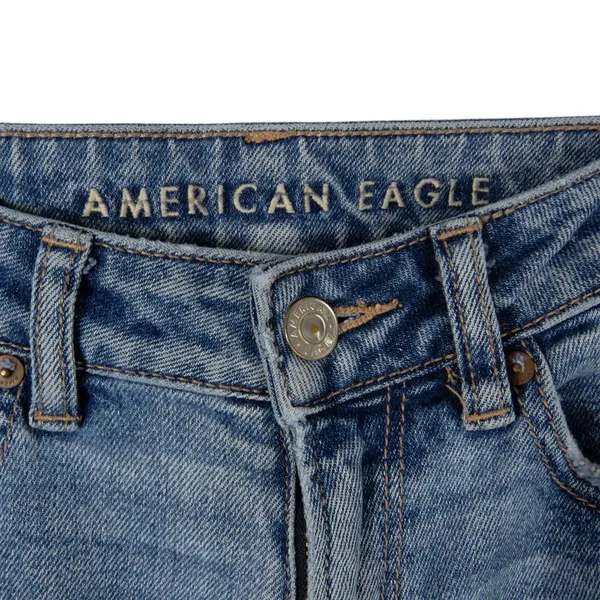 American Eagle Mom Straight Jean Ripped High Rise Jeans Size 0 - Image 5