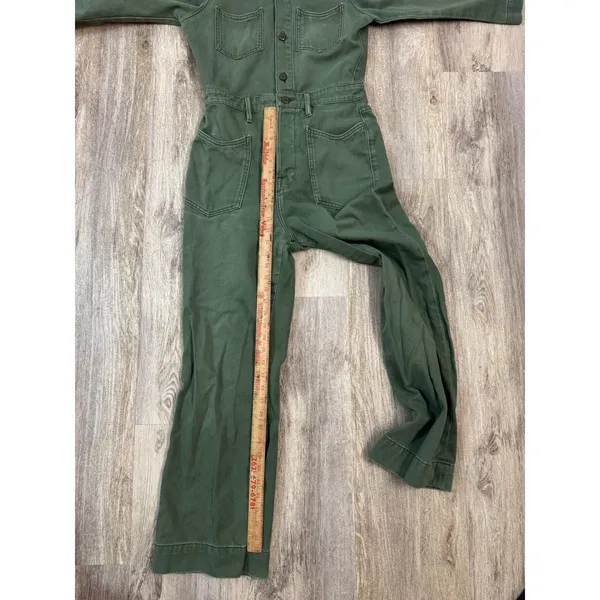 NSF Clothing Green Utility Jumpsuit Flare Leg Button‎ Up Women's Size 26 - Image 8