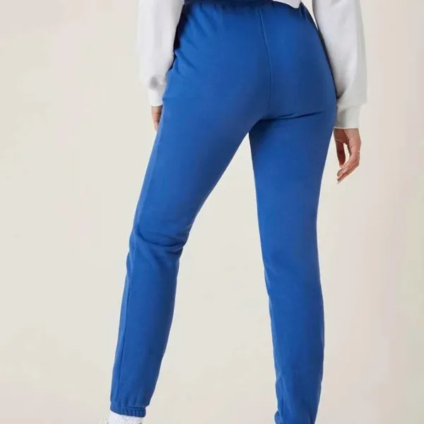 SHEIN BASICS Drawstring Waist Solid Blue Sweatpants - Image 3
