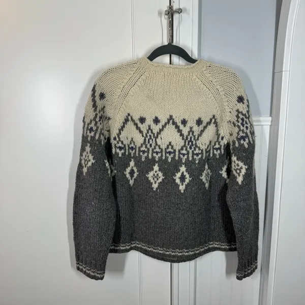 Vtg 90s J. Crew 100% Wool Fair‎ Isle Knit Sweater sz medium classic vintage READ - Image 6