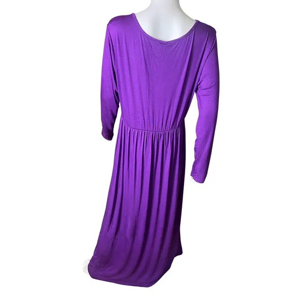 ATOPDREAM Womens XL Purple Maxi Dress Long Sleeve Empire Waist New With Tags - Image 2