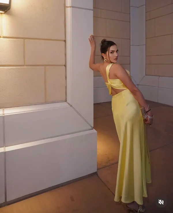 Zara maxi dress satin effect formal wedding asymmetrical lemon yellow wedding - Image 8