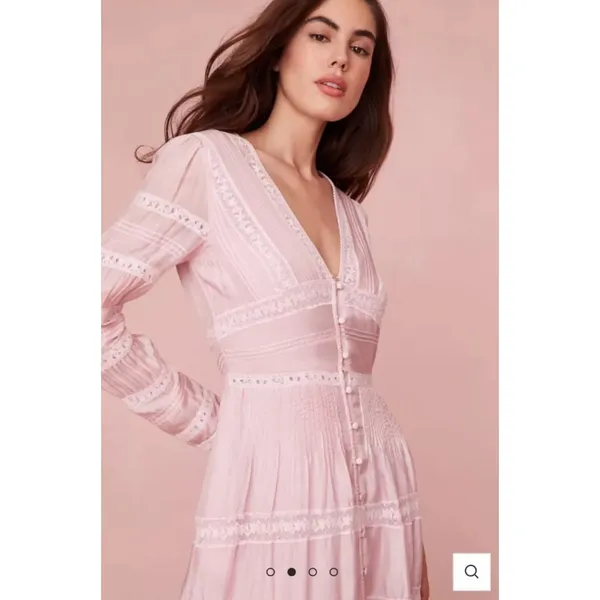 LoveShackFancy Ellitia Dress Victorian Lace Maxi Light Lilac Viscose US 0 NWT - Image 4