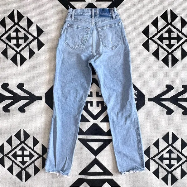 Abercrombie & Fitch Curve Love 90s Ultra High Rise Straight Ripped Jeans Size 25 - Image 7
