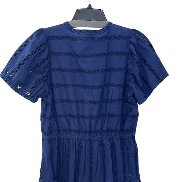 Sail to‎ Sable Womens Short Sleeve Tiered Tassel Tie Mini Dress Navy Blue Medium - Image 5