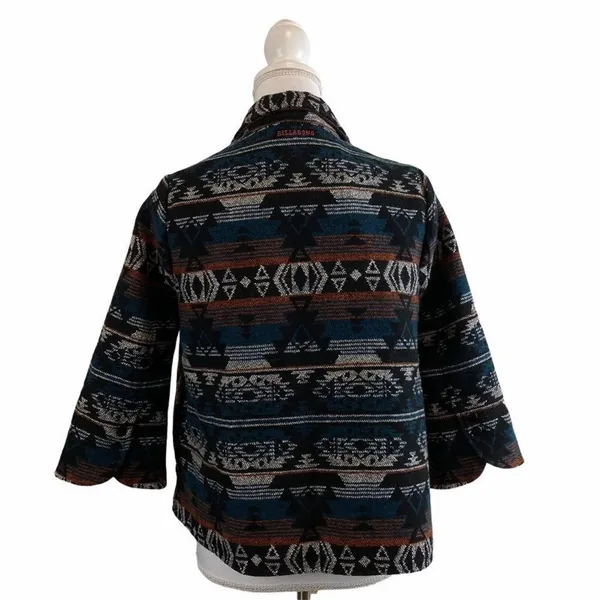 BILLABONG‎ Women's Small Aztec Multicolor Tapestry Print Fall Autumn Jacket - Image 3