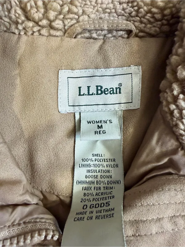 Vintage L.L. Bean Women's Medium Goose Down Puffer Coat Tan Parka - Image 5