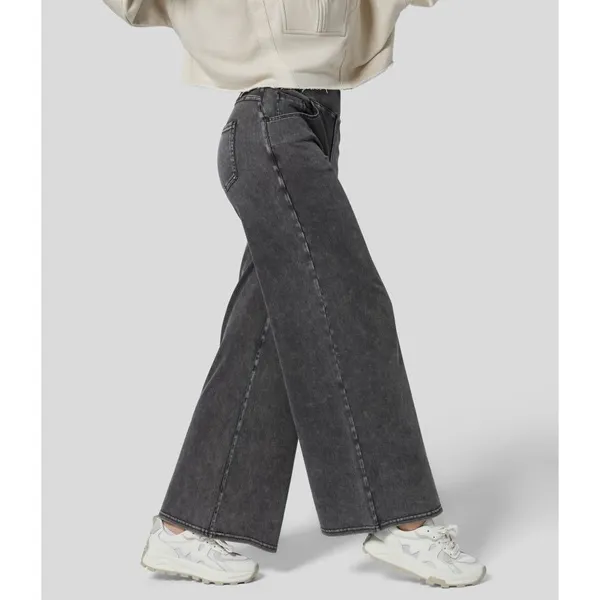 Halara Flex High Waisted Pockets Wide Leg Work Jeans Washed Black XS Regular - Image 3