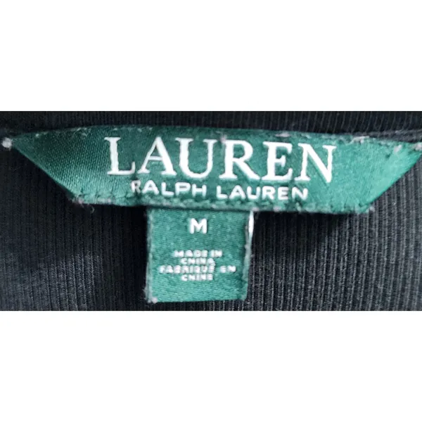 Lauren Ralph Lauren Long Sleeve Top Lace‎ Shoulder Detail Black Size M - Image 3
