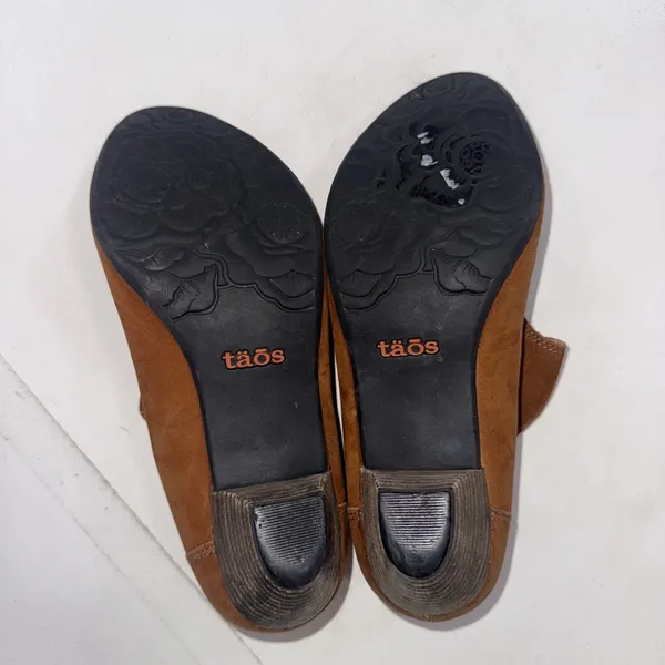 Taos‎ Stunner Brown Rustic Leather Mary Jane Clog Heel Bootie Pumps Shoes Size 7 - Image 8