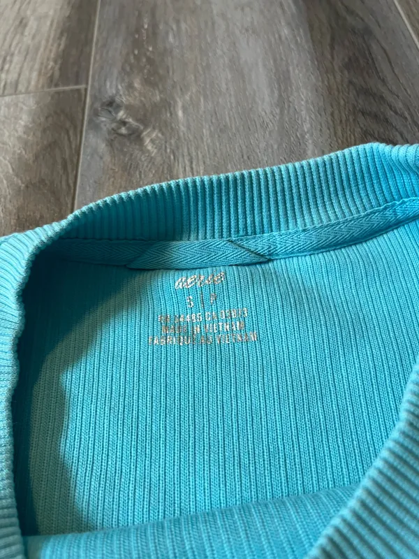 Aerie Corded Aqua Blue Crew Neck Sweatshirt - Image 5