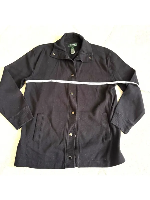 Ralph Lauren Black Cotton Snap Button Cardigan Jacket Casual Minimalist Sweater - Image 4