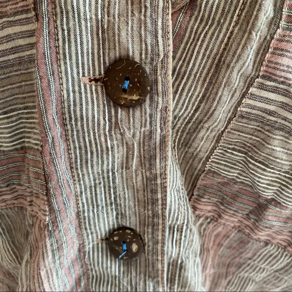 🌻Free People🌻 High Tide Pink Sands Striped Button Down Long Sleeve Shirt - Image 4