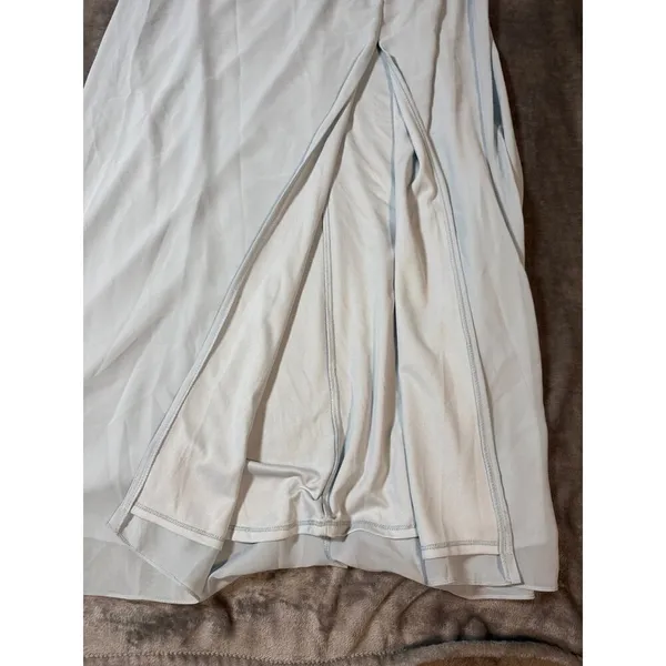 NWT After Six 1544 Size 18 R1 Mist Light Blue Thin One Shoulder Maxi Dress Crepe - Image 9