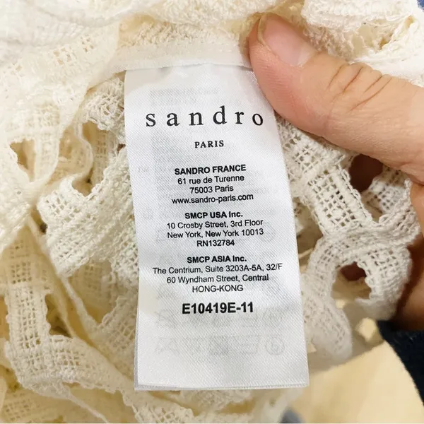 Sandro V-neck pattern lace top - Image 10