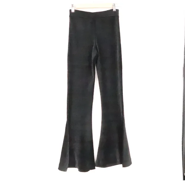 Free People Ribbed Knit Flare Pants Womens Size XS Black Boho Bell Bottom Pullon - Image 2