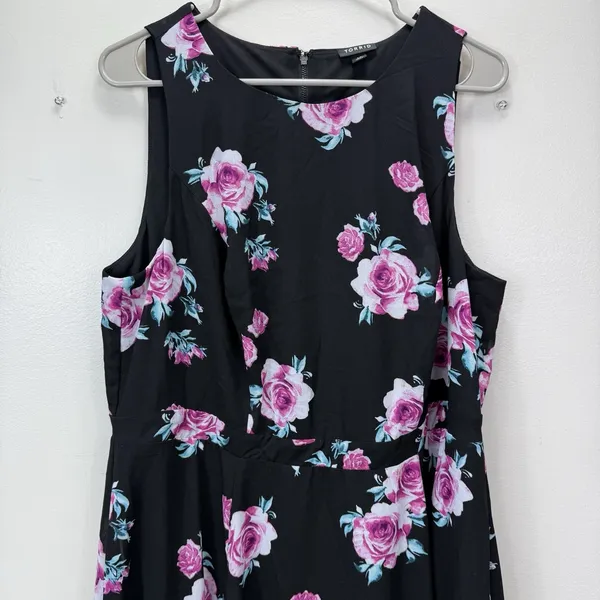 Torrid Black Pink Floral Georgette Sleeveless‎ Maxi Dress Size 16 - Image 6