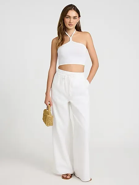 Express White Halter Crop Top - Women - Image 2