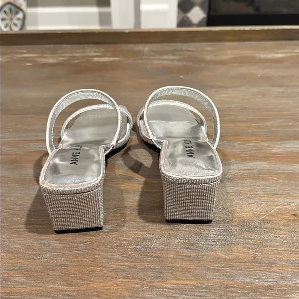 Anne Klein Women’s Sandals Size 5 New Silver Rhinestone‎ Block Heel Dressy - Image 7