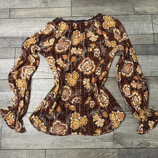 Shyanne Floral Blouse - Brown and Gold - Image 3