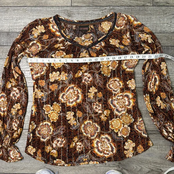 Shyanne Floral Blouse - Brown and Gold - Image 5